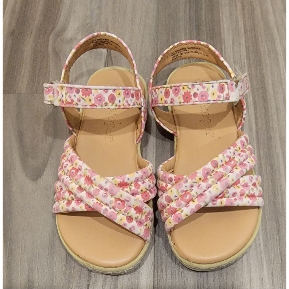 Cat & Jack Sandals pink white flowers size 7